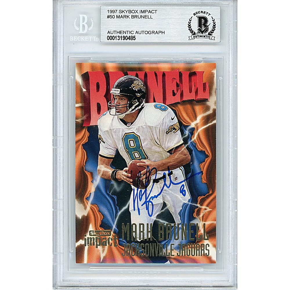 Mark Brunell Jaguars Signed 1997 Skybox NFL Football Card Beckett BAS Autograph